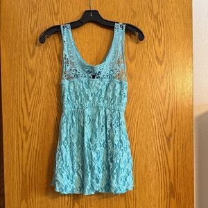 Vanity Teal Lace Top